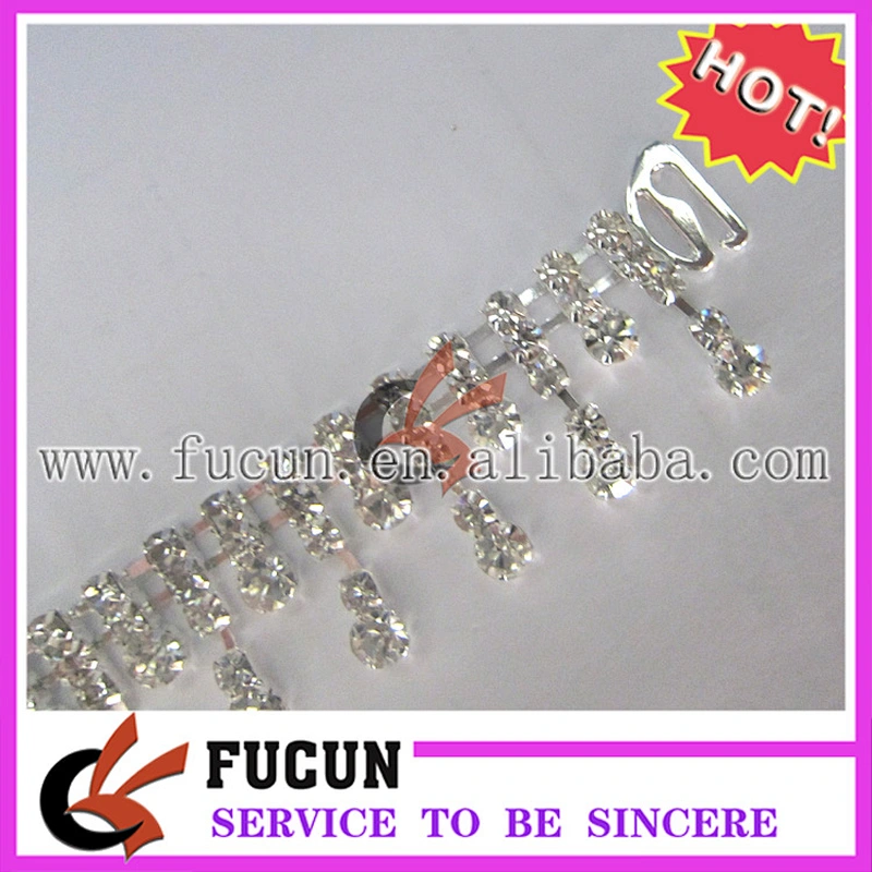 Fashion crystal long straight middle bikini connector rhinestone China wholesale