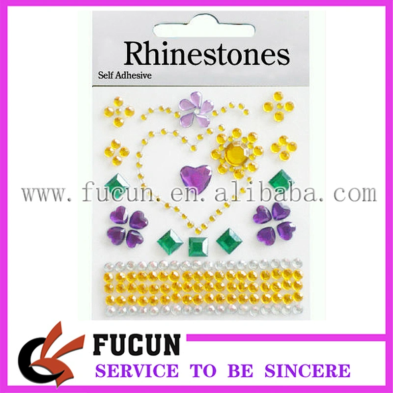 New self rhinestone adhesive sticker heart shape gems sticker
