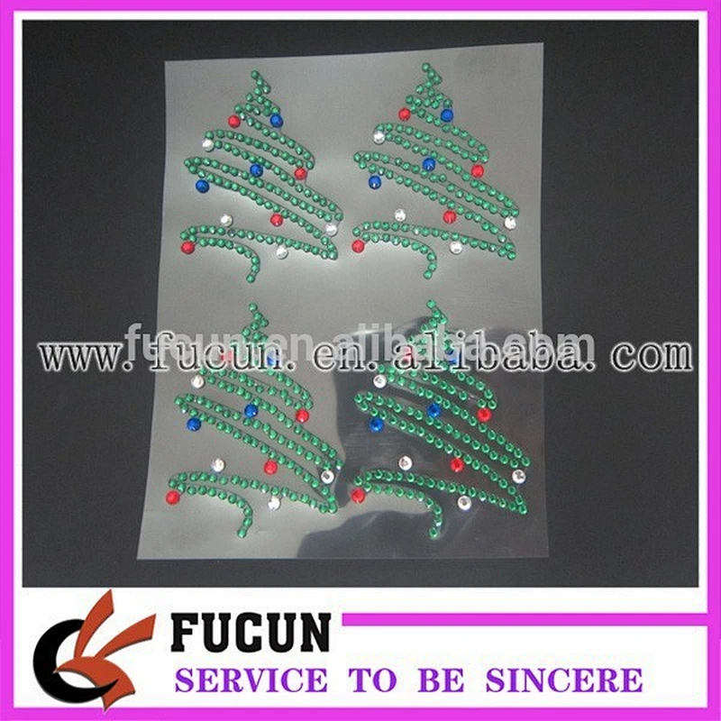 free samples Christmas Tree Decorative Acrylic Rhinestone Sticker custom stickers