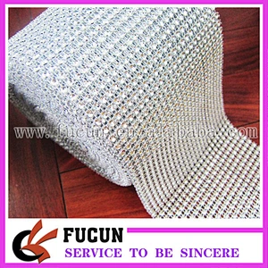 24 Rows wholesale plastic rhinestone mesh trimming