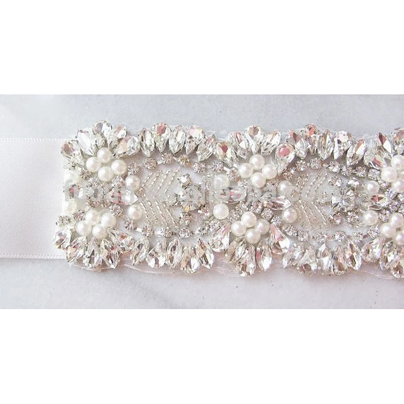 bridal work design flower embroidery mesh fabric beaded bridal lace applique for wedding dresses