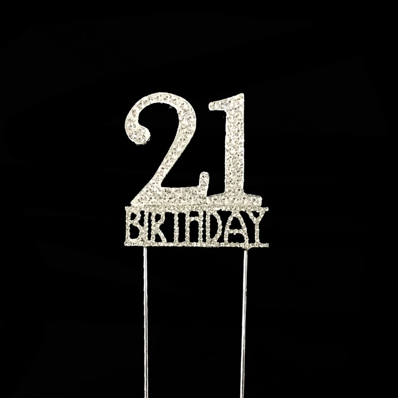 customized silver monogram birthday anniversary crystal cake toppers