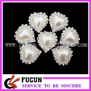 rhinestone pearl heart shape buckles for wedding invitation
