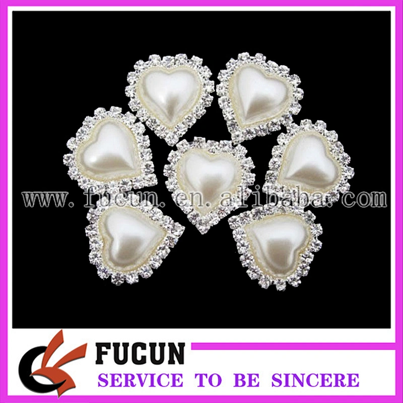 rhinestone pearl heart shape buckles for wedding invitation