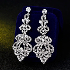 Stunning crystal rhinestone diamante pageant earrings