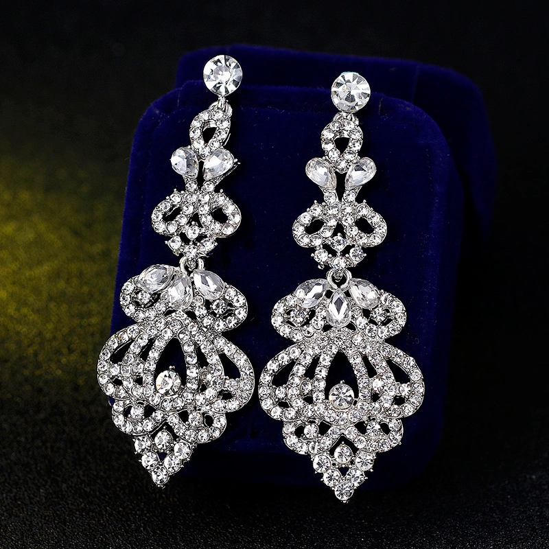 Stunning crystal rhinestone diamante pageant earrings