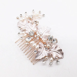 top seller 2019 trending styling hair comb wedding curly hair rhinestone bead comb factory price