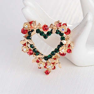 Merry Christmas Hanging Bell Wreath Brooch Pins for Decoration