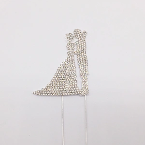 2018 New Cake Accessory Bride and Groom Wedding Metal Rhinestone Cake Topper