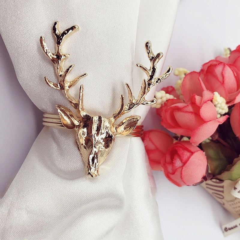 Antiques Christmas gold tone Reideer Napkin Ring