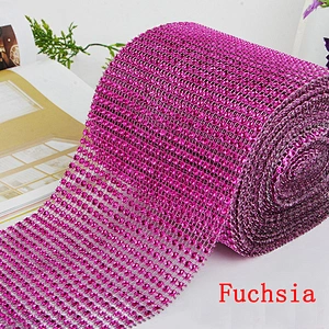 Gold Colourful Decorative 24 rows Plastic Rhinestone Mesh Trimming Guangzhou Supplier