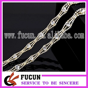 Flat back Crystal Trims Rhinestones Type and Garment,Shoes,Bags Use Crystal Chain Trims for Wedding