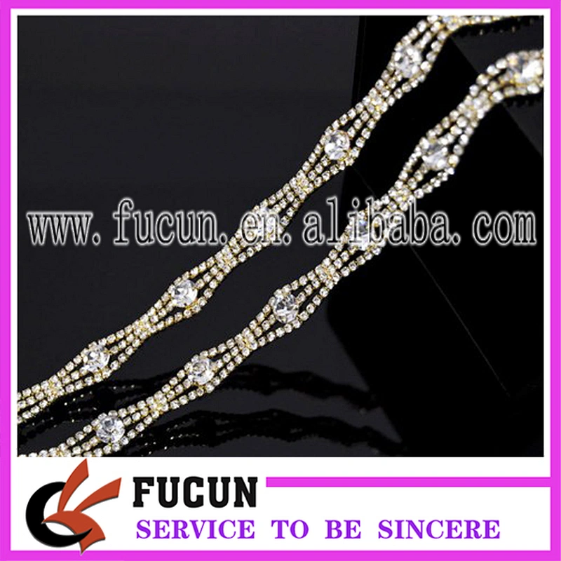 Flat back Crystal Trims Rhinestones Type and Garment,Shoes,Bags Use Crystal Chain Trims for Wedding