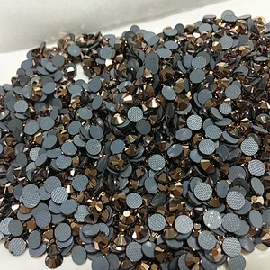 Wholesale flat back rose gold Hot Fix Rhinestones for decorate clothing