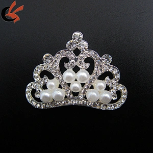 white pearl clear rhinestone crown slider for silk box decoration