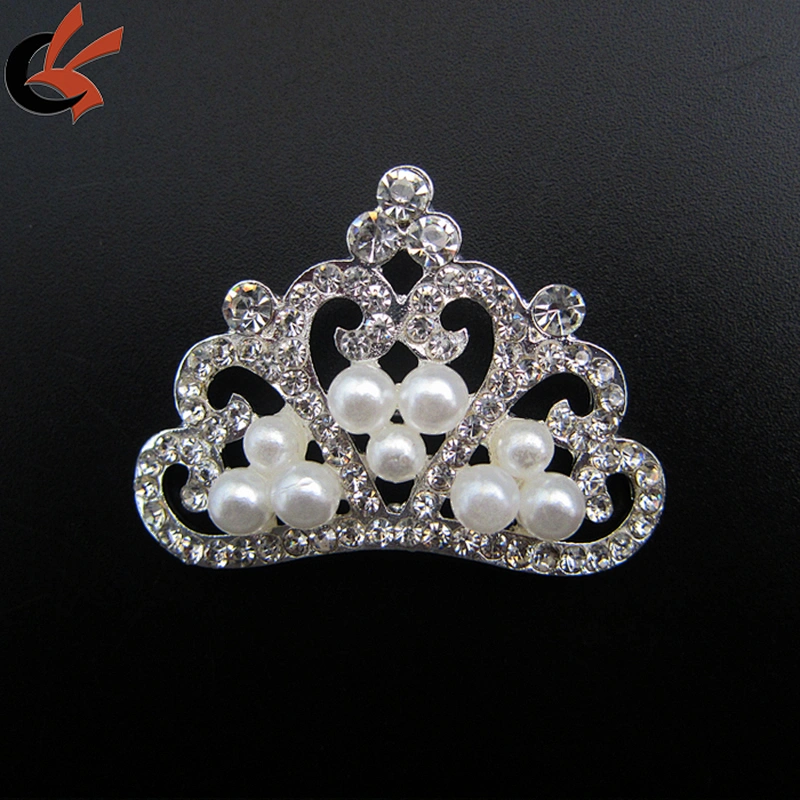 white pearl clear rhinestone crown slider for silk box decoration