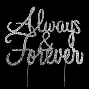 bling Always forever Rhinestone Silver Crystal Monogram Wedding Cake Topper
