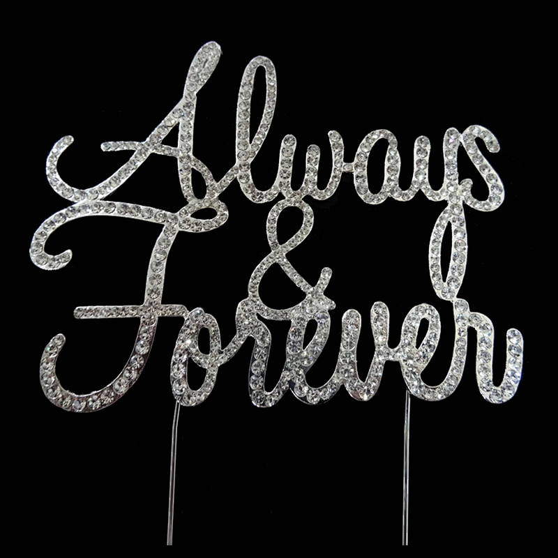 bling Always forever Rhinestone Silver Crystal Monogram Wedding Cake Topper