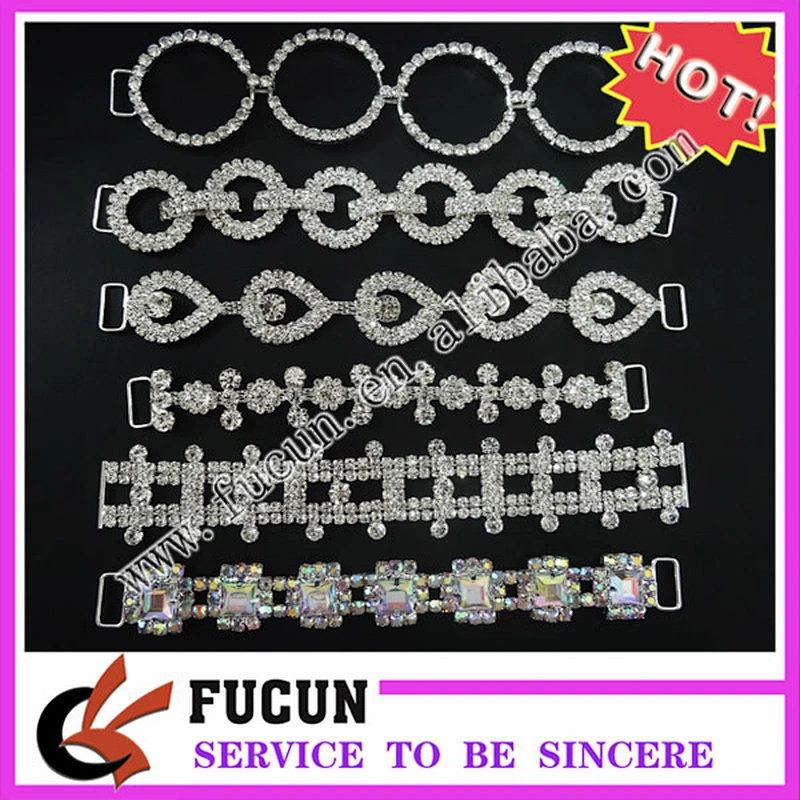 Alibaba crystal rhinestone bikini/swimwear connectors/Rhinestone connector hot sell