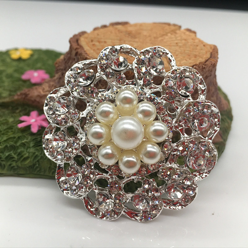 wholesale colorful silver rhinestone pearl decoration wedding jewelry brooch