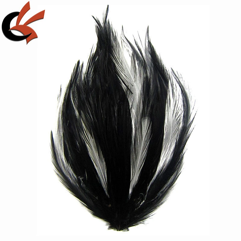 Sunshine Yellow and black Hackle rooster feather pad for hats