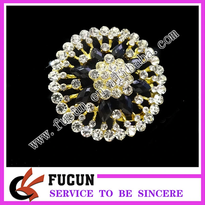 Shiny bling rhinestone crystal metal crafts ,handcraft brooch for wedding gift
