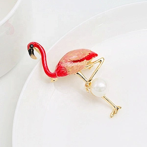 China Wholesale Latest Wedding Favor Design Enamel Flamingo Animal Brooch Pin