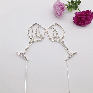 exquisite wedding red wine glass WE DO rhinestone cake topper