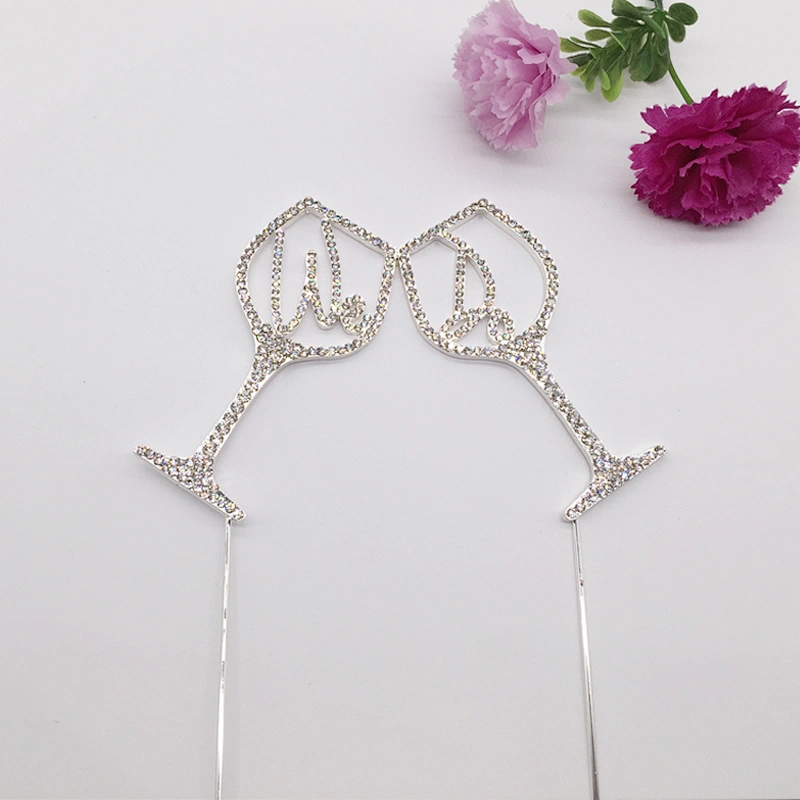 exquisite wedding red wine glass WE DO rhinestone cake topper