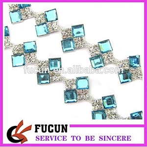 Clear Crystal Rhinestone Trim Silver Wedding Dress Clothes Chain