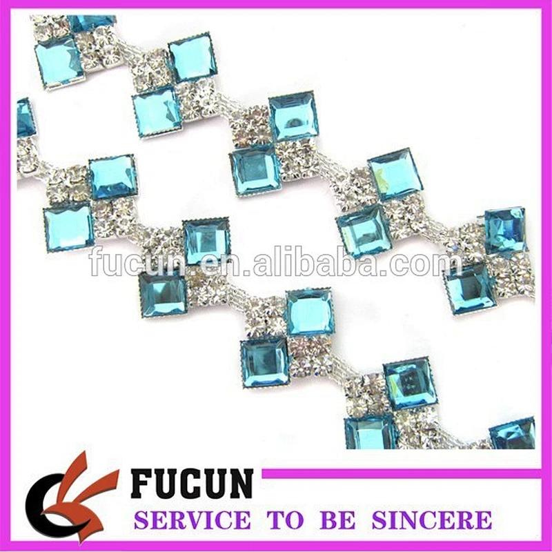 Clear Crystal Rhinestone Trim Silver Wedding Dress Clothes Chain