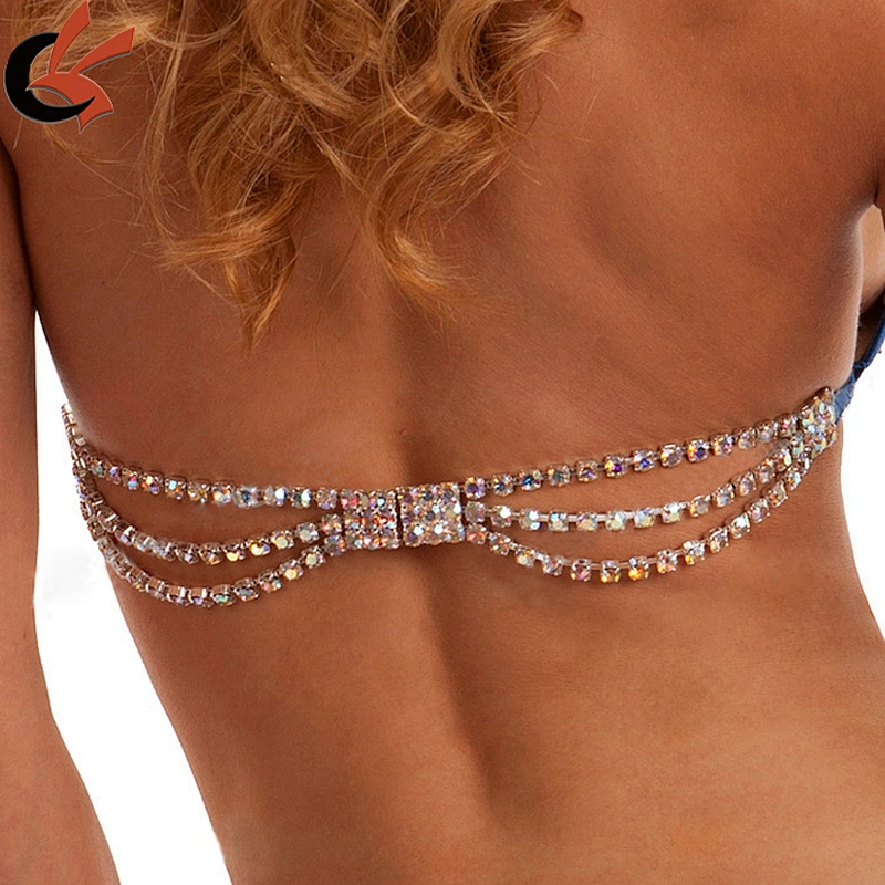 wholesale stunning 2 pc set D shape AB clear rhinestone back connector for bikini