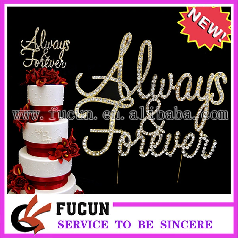 bling Always forever Rhinestone Silver Crystal Monogram Wedding Cake Topper