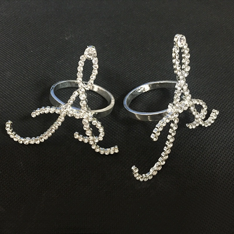 bulk cheap wholesale crystal diamond initial name alphabet English letter napkin ring