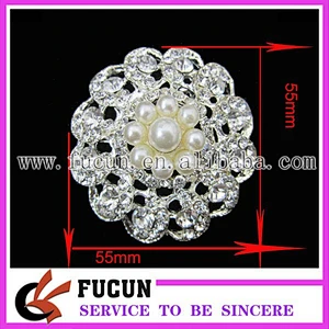 bulk pearl rhinestone flower brooch for wedding decoration