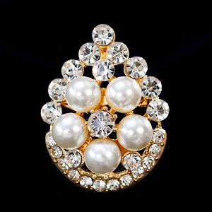 Flatback Faux Pearl Rhinestone Water drop Embellishments Button