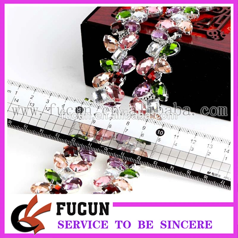 Multi-colored rhinestone chain hair dress collar rhinestone trimming