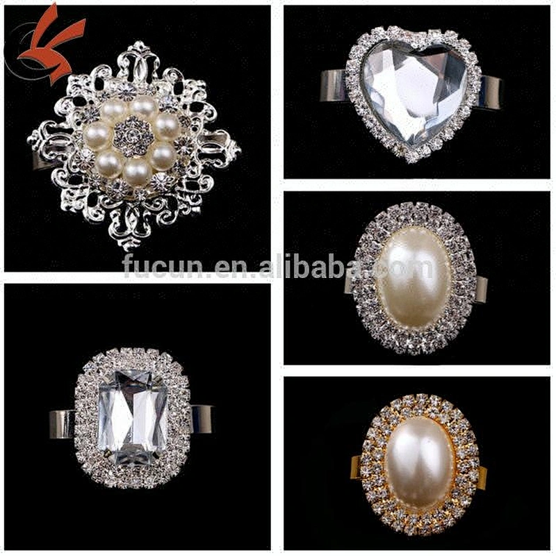 factory crystal heart napkin ring for wedding decoration