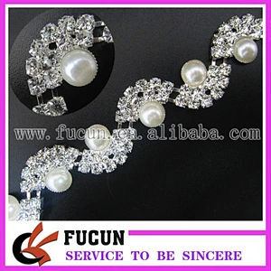 new arrival rhinestone and pearl applique trimming