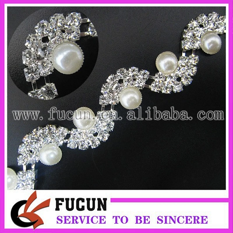 new arrival rhinestone and pearl applique trimming
