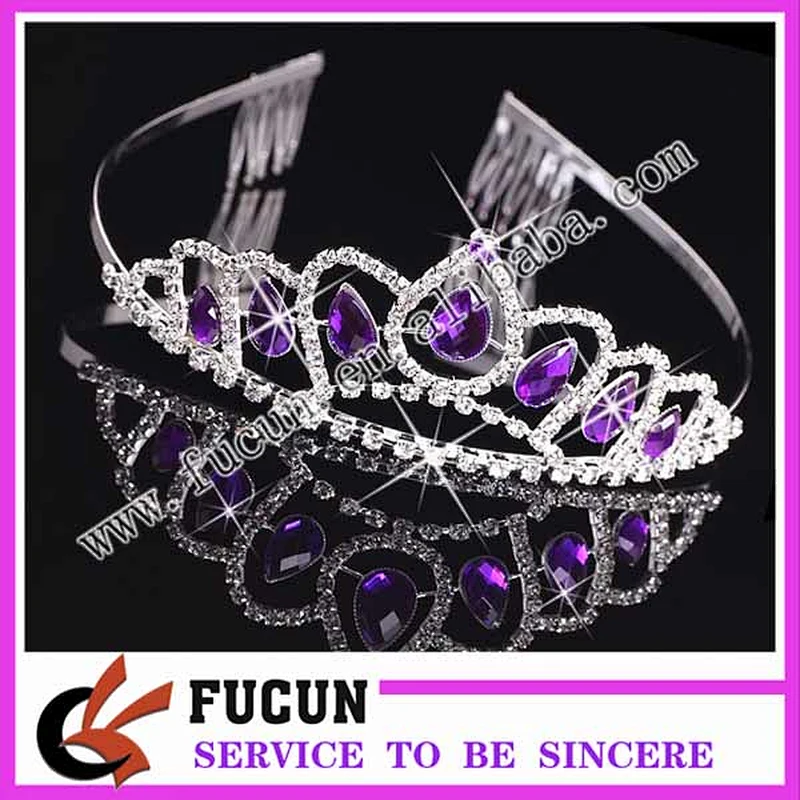 Fashion tall pageant crown tiara large bridal colored rhinestone crown diamante jewelry Miss World tiara
