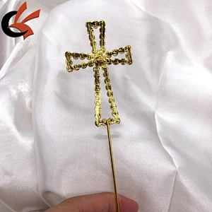 2020 New christening cake decoration gold cross crystal cake topper
