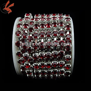 plating silver SS28 milt- colour sparse rhinestone cup chain