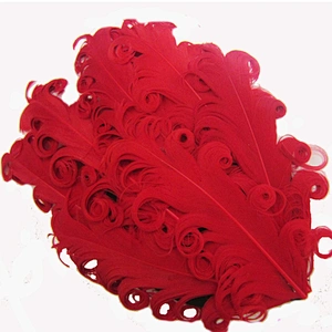 Hot Sale Red&Black Curly Goose Feather Pads Children Hair Item Feather Hair Bands