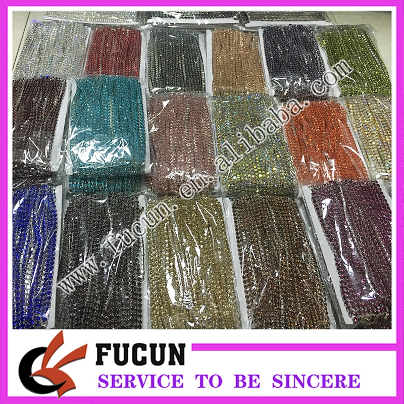 ss8,ss12,ss16,ss18 Sparly sew on silver crystal rhinestone cup chain strass trimming for dress decoration