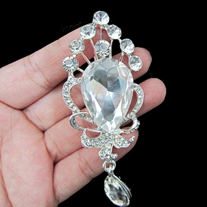 fancy royal court style korean bridal crystal hanging brooch for women