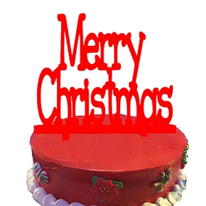 New products Red Merry Christmas Designs Acrylic Cake Topper for christmas decoration