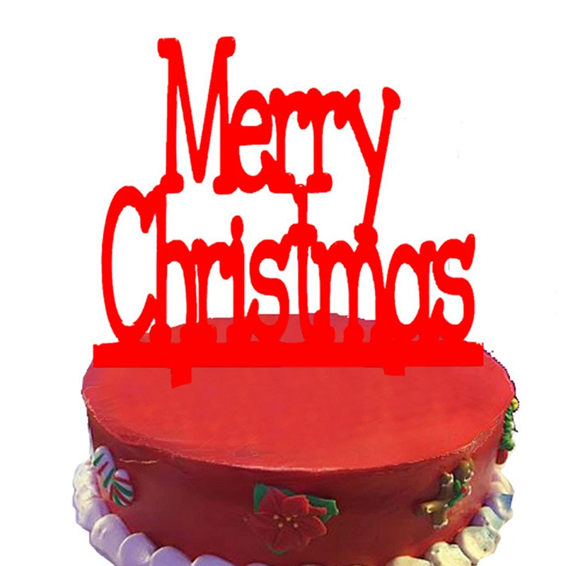 New products Red Merry Christmas Designs Acrylic Cake Topper for christmas decoration