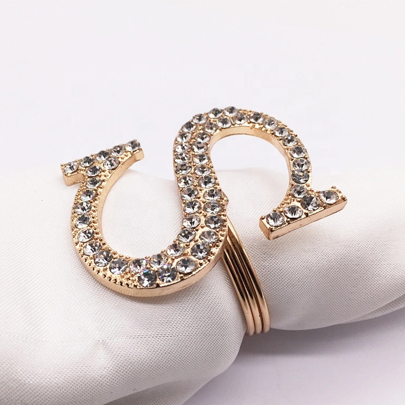 high quality make rhinestone crystal letter women napkin rings for table decoration and accessories