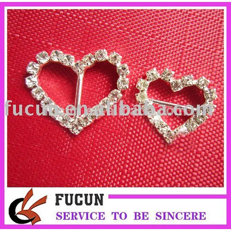 15mm heart rhinestone buckles/ribbon buckles